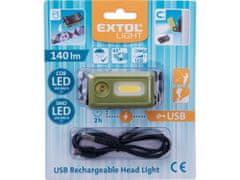 Extol Light Čelovka 140lm, USB nabíjení, LED+COB LED