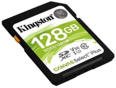 paměťová karta Kingston Canvas SDXC 128 GB rychlost čtení zápis 85 100 Mbps odolná 