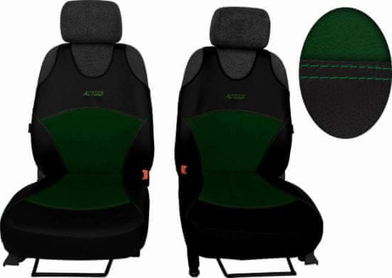 SIXTOL Autopotahy Active Sport kožené s alcantarou, sada pro dvě sedadla, zelené