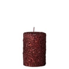 Lene Bjerre Dekorativní svíčka GLITERIA vínová 10,5 cm