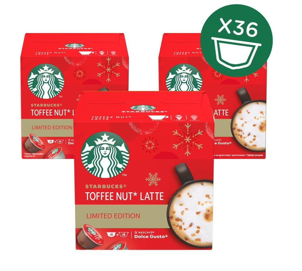 Starbucks Toffee Nut Latte by NESCAFE DOLCE GUSTO limitovaná edice. Kávové kapsle, 3x12 kapslí