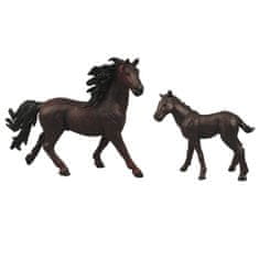 Rappa Sada koně 2 ks s ohradou tmavě hnědý s černou hřívou