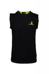 Jumping® Fitness Pánské funkční triko bez rukávů černé/žlutá záda Velikost: XL