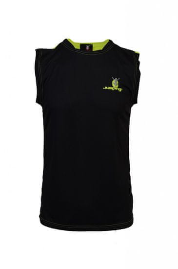 Jumping® Fitness Pánské funkční triko bez rukávů černé/žlutá záda Velikost: S