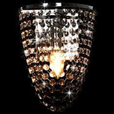 Greatstore Nástěnná lampa s křišťálovými korálky stříbrná oválná E14