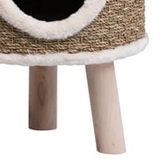 Greatstore Kočičí domeček s dřevěnými nohami 41 cm mořská tráva