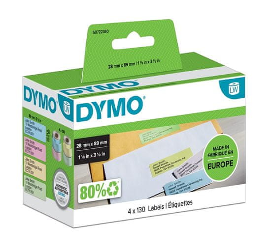 Dymo Dymo LabelWriter štítky - barevné 89 x 28mm, 4x130ks, S0722380