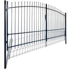 Greatstore Dvoukřídlá plotová brána s hroty nahoře 400 x 225 cm