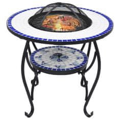 Vidaxl Mozaikový stolek s ohništěm modrobílý 68 cm keramika