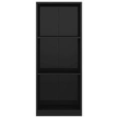 Greatstore 3patrová knihovna černá vysoký lesk 40x24x108 cm dřevotříska