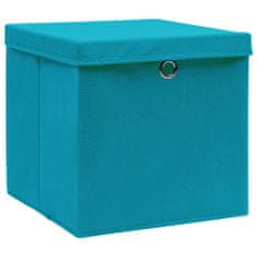 shumee Úložné boxy s víky 4 ks 28 x 28 x 28 cm bledě modré