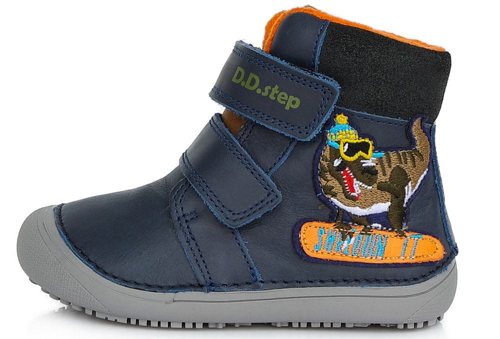 D-D-step chlapecká barefoot kožená zimní kotníčková obuv W063-284 tmavě modrá 30
