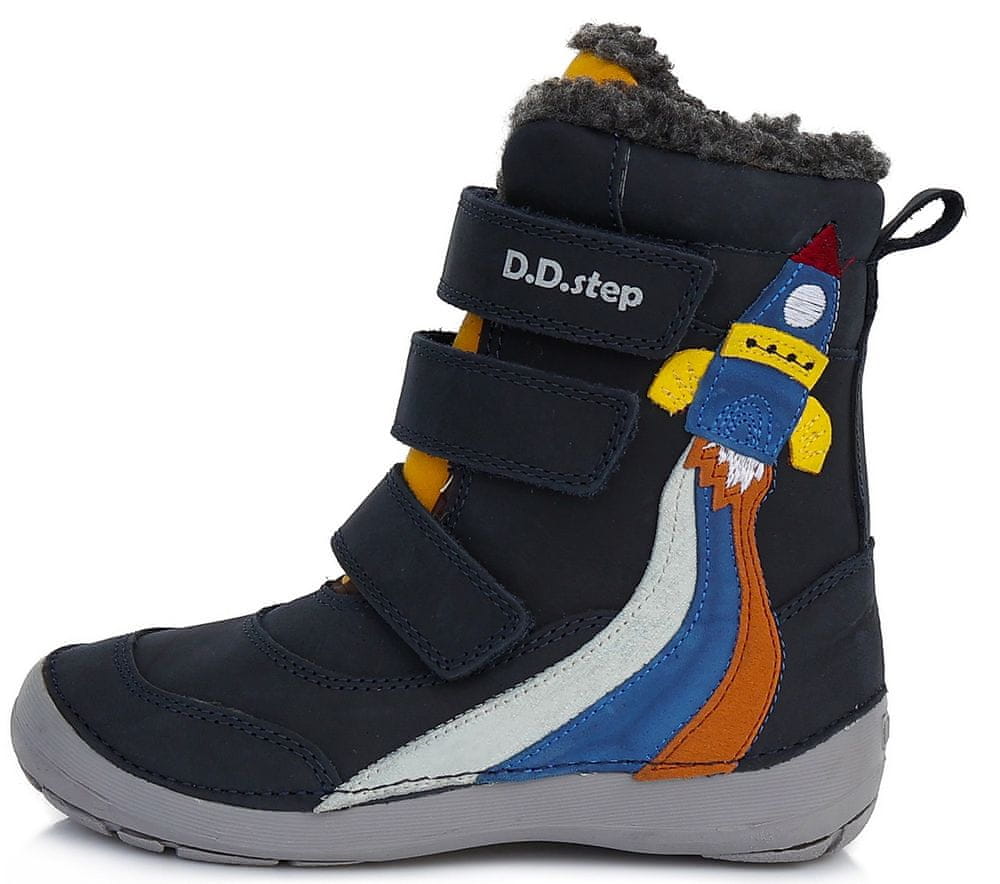 D-D-step chlapecká zimní kožená kotníčková obuv W023-561A tmavě modrá 30 - zánovní
