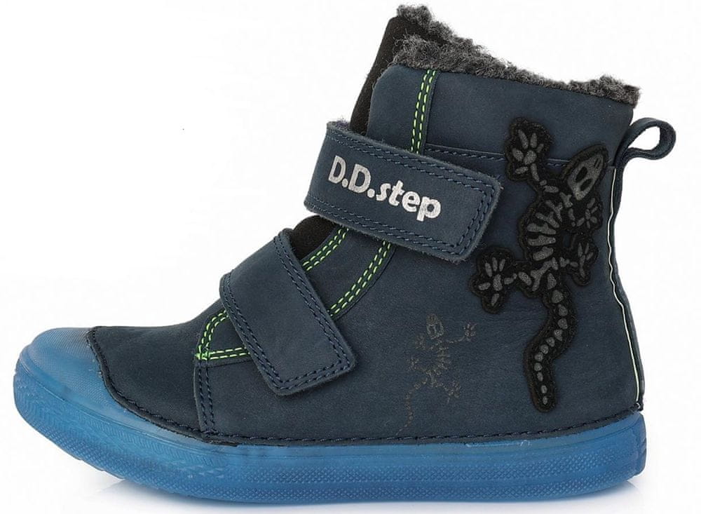 D-D-step chlapecké fluorescenční kožená zimní kotníčková obuv W049-236 tmavě modrá 27