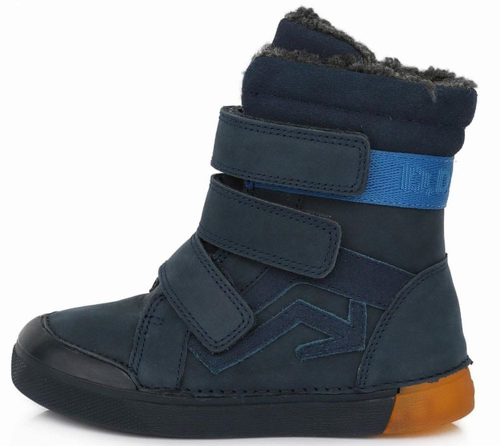 D-D-step chlapecká zimní kožená kotníčková obuv W068-200A tmavě modrá 32