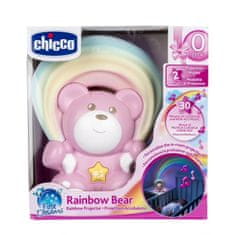 Chicco medvěd s projektorem First Dreams Rainbow Bear 0M růžová