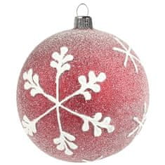Decor By Glassor Vánoční koule červená vločka (Velikost: 8)