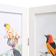 Greatstore 4dílný paraván bílý 140 x 165 cm ptáci