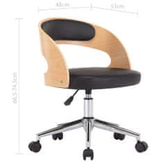 Vidaxl Otočná kancelářská židle černá ohýbané dřevo a umělá kůže