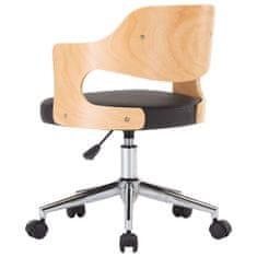 Vidaxl Otočná kancelářská židle černá ohýbané dřevo a umělá kůže