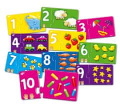 Farfarland Vzdělávací puzzle - "Zábavné počítání (Double)". Barevné puzzle pro batolata. Učení hračky pro děti 