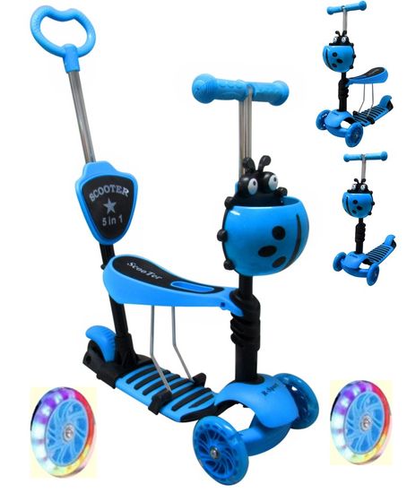R-Sport Dětská tříkolová koloběžka JR Modrá 5v1 s LED kolečky