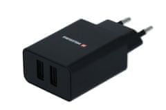 SWISSTEN Síťový adaptér Smart IC, 2x USB, 2,1 A, černý, Swissten