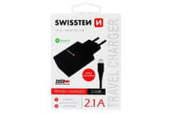 SWISSTEN Síťový adaptér Smart IC, 2x USB, 2,1 A, Apple Lightning, Swissten
