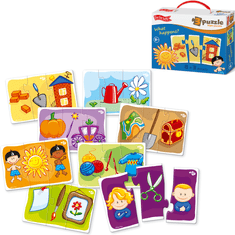 Farfarland Vzdělávací puzzle - "Co se stane po? (Triple)". Barevné puzzle pro batolata. Učení hračky pro děti