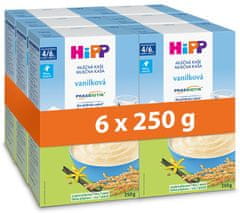 HiPP Mléčná první kaše pro kojence vanilková 6 x 250 g, od uk. 4./6. měsíce
