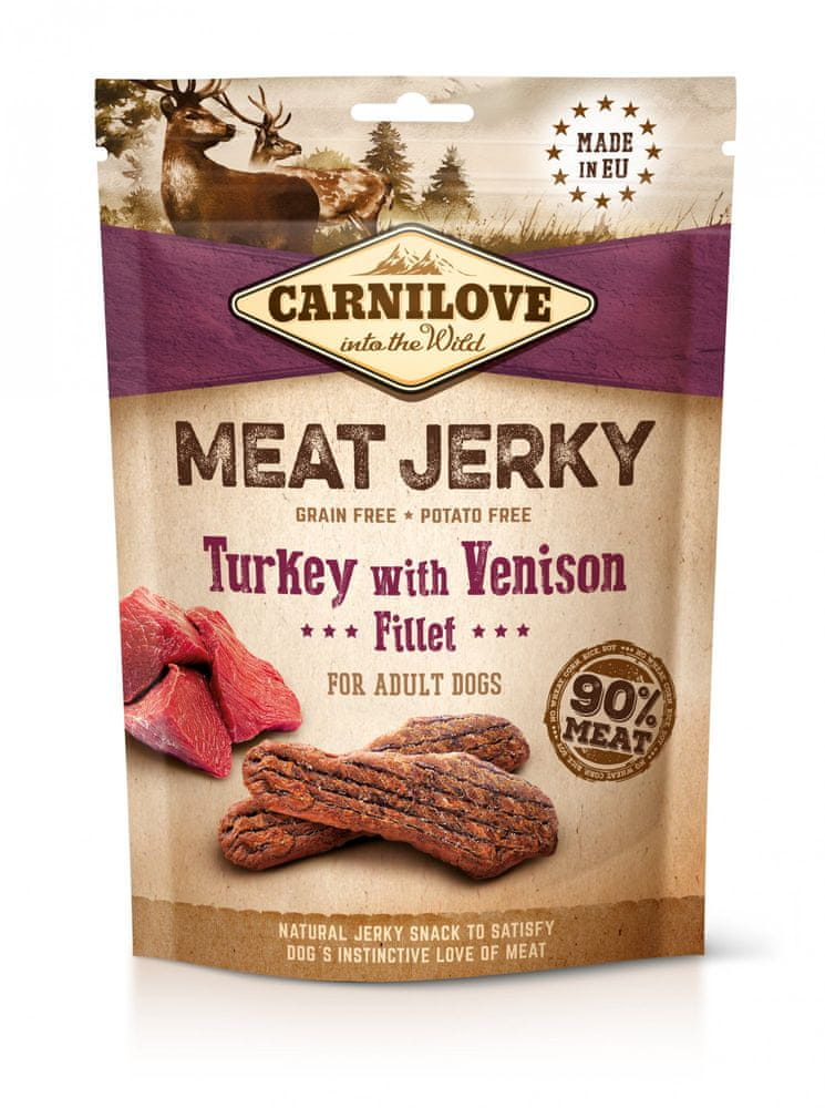 Carnilove Jerky Turkey with Venison Fillet 12×100 g