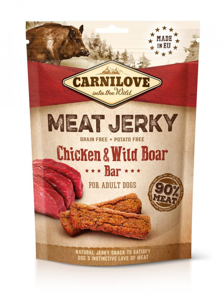 Levně Carnilove Jerky Chicken & Wild Boar Bar 12×100 g