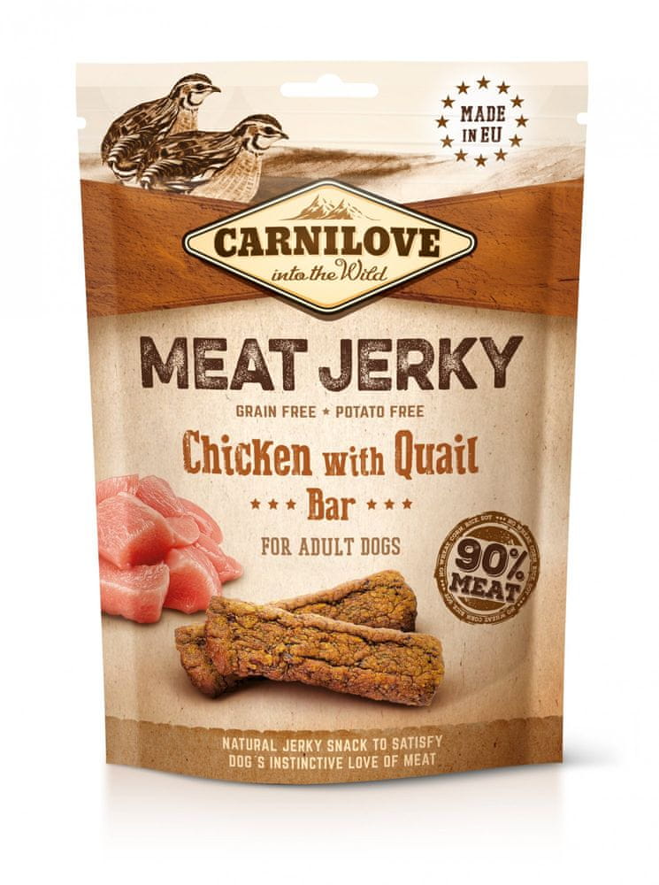 Levně Carnilove Jerky Chicken with Quail Bar 12×100 g