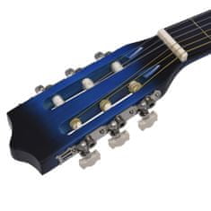 Greatstore 8dílný set klasická kytara pro začátečníky modrá 1/2 34''