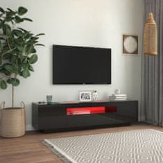 Greatstore TV skříňka s LED osvětlením černá s vysokým leskem 160x35x40 cm