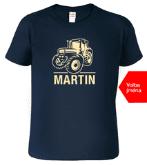 Hobbytriko Dětské tričko s traktorem a jménem - Moderní traktor Barva: Námořní modrá (02), Velikost: 10 let / 146 cm