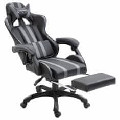 Greatstore Herní židle s podnožkou šedá umělá kůže