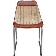 Vidaxl Jídelní židle 2 ks hnědé a béžové pravá kůže a plátno
