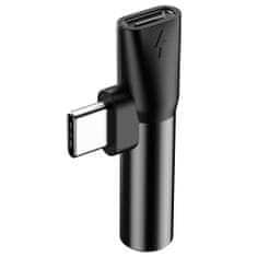 BASEUS L41 audio adaptér USB-C - USB-C / jack 3.5mm, černý