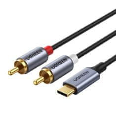 Ugreen CM451 audio kabel USB-C / 2x RCA M/M 1.5m, šedý