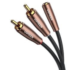 Ugreen AV198 audio kabel 3.5 mm jack / 2x RCA F/M 2m, hnedý