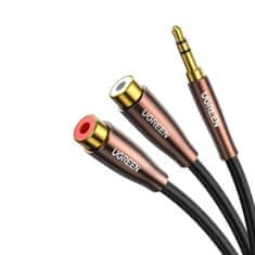 Ugreen AV194 audio kabel 3.5 mm jack / 2xRCA 25cm, černý