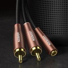 Ugreen AV198 audio kabel 3.5 mm jack / 2x RCA F/M 1m, hnedý