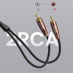 Ugreen AV199 stereo audio kabel 2x RCA Cinch 2m, hnedý