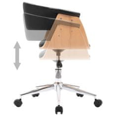 Greatstore Otočná kancelářská židle černá ohýbané dřevo a umělá kůže