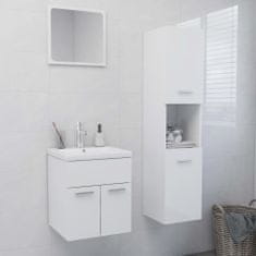 Greatstore Set koupelnového nábytku bílý s vysokým leskem dřevotříska