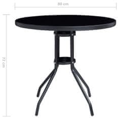 Greatstore Zahradní stolek antracitový a černý 80 cm ocel a sklo