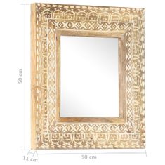 shumee Ručně vyřezávané zrcadlo 50 x 50 x 11 cm masivní mangovník