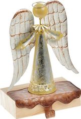 MFP s.r.o. anděl plech + dřevo s háčkem 24cm - stříbrný 8885794