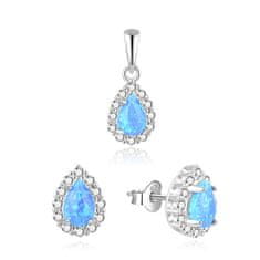 Beneto Nádherná souprava šperků s modrými opály AGSET137L (přívěsek, náušnice)